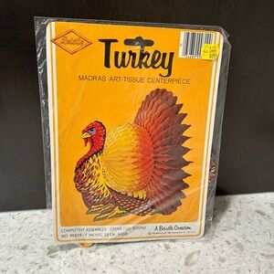 New Vintage ‘81  9 in Beistle Creation Thanksgiving Turkey Tissue Centerpiece